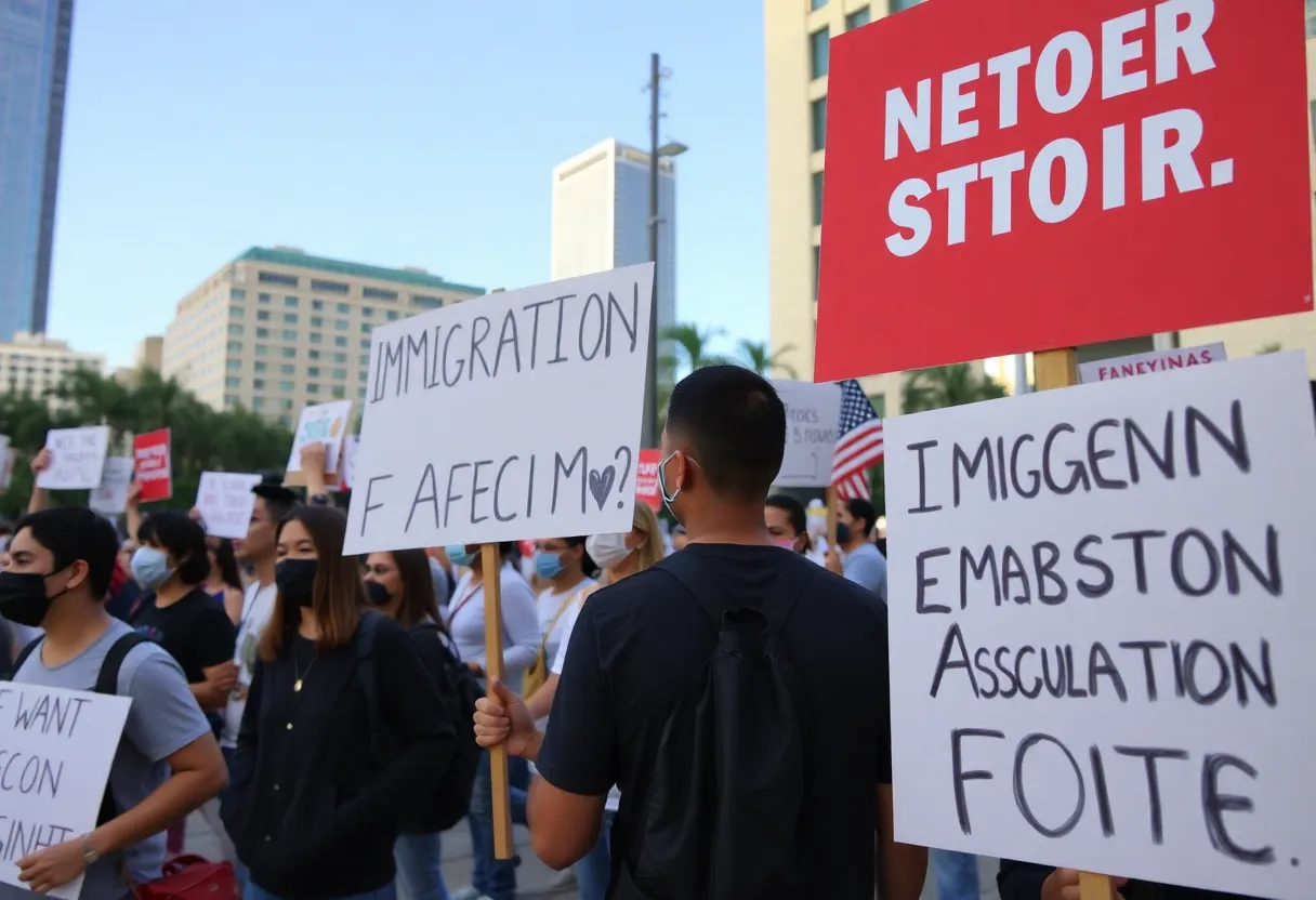 Protesters in Houston advocating for immigrant rights