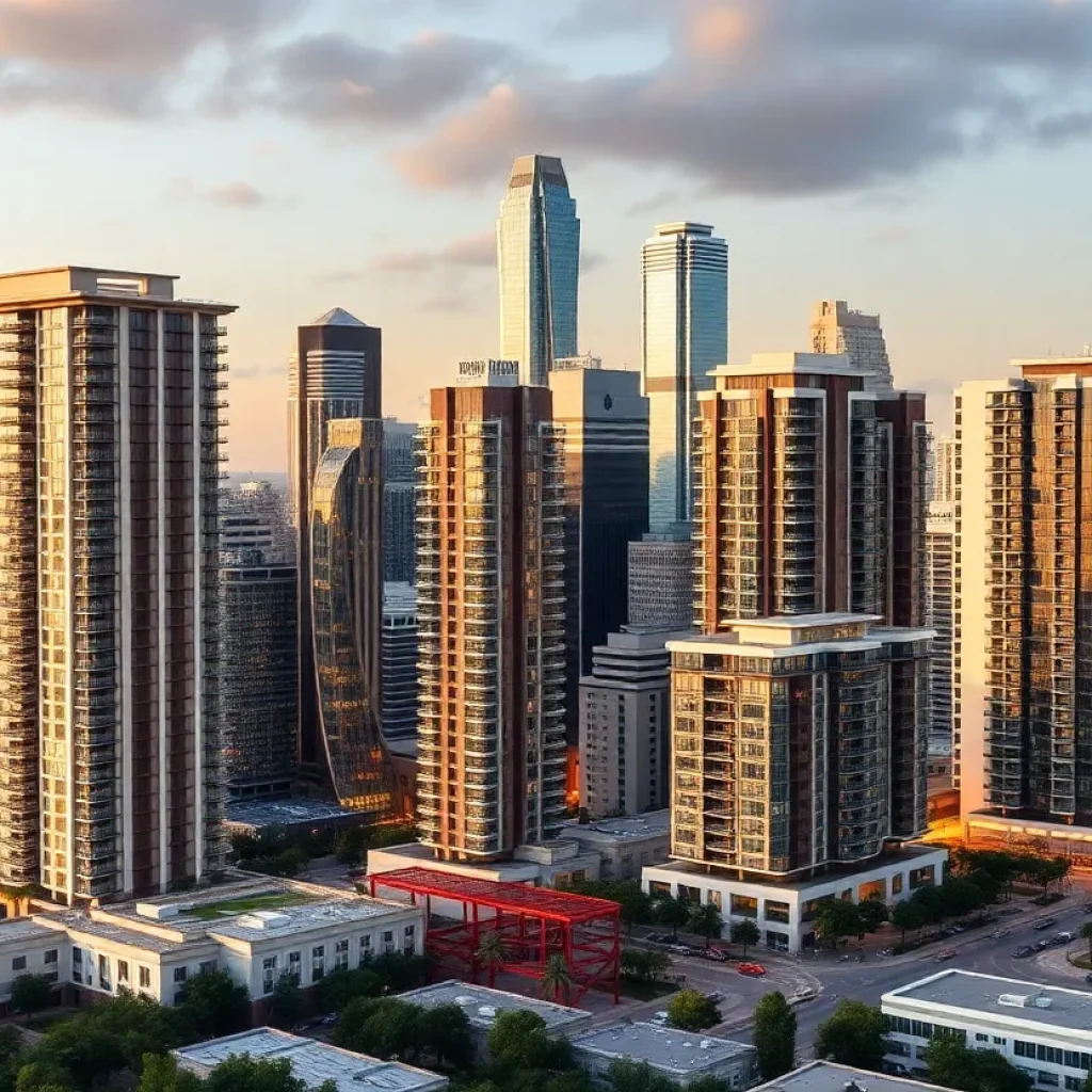 Houston skyline showcasing luxury apartment buildings