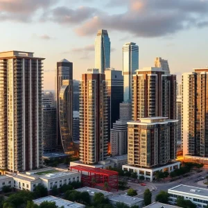 Houston skyline showcasing luxury apartment buildings