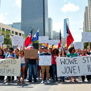 Protesters in Houston expressing dissent against the Trump administration