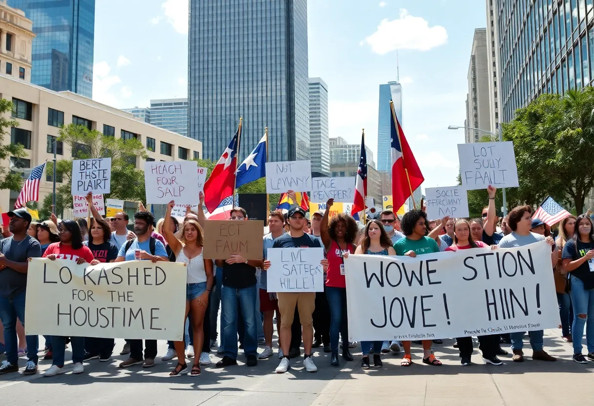 Protesters in Houston expressing dissent against the Trump administration