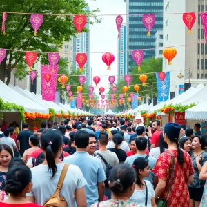 Community festival in Houston with art and performances