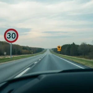 Safety signs on a Missouri road highlighting the importance of seat belts.