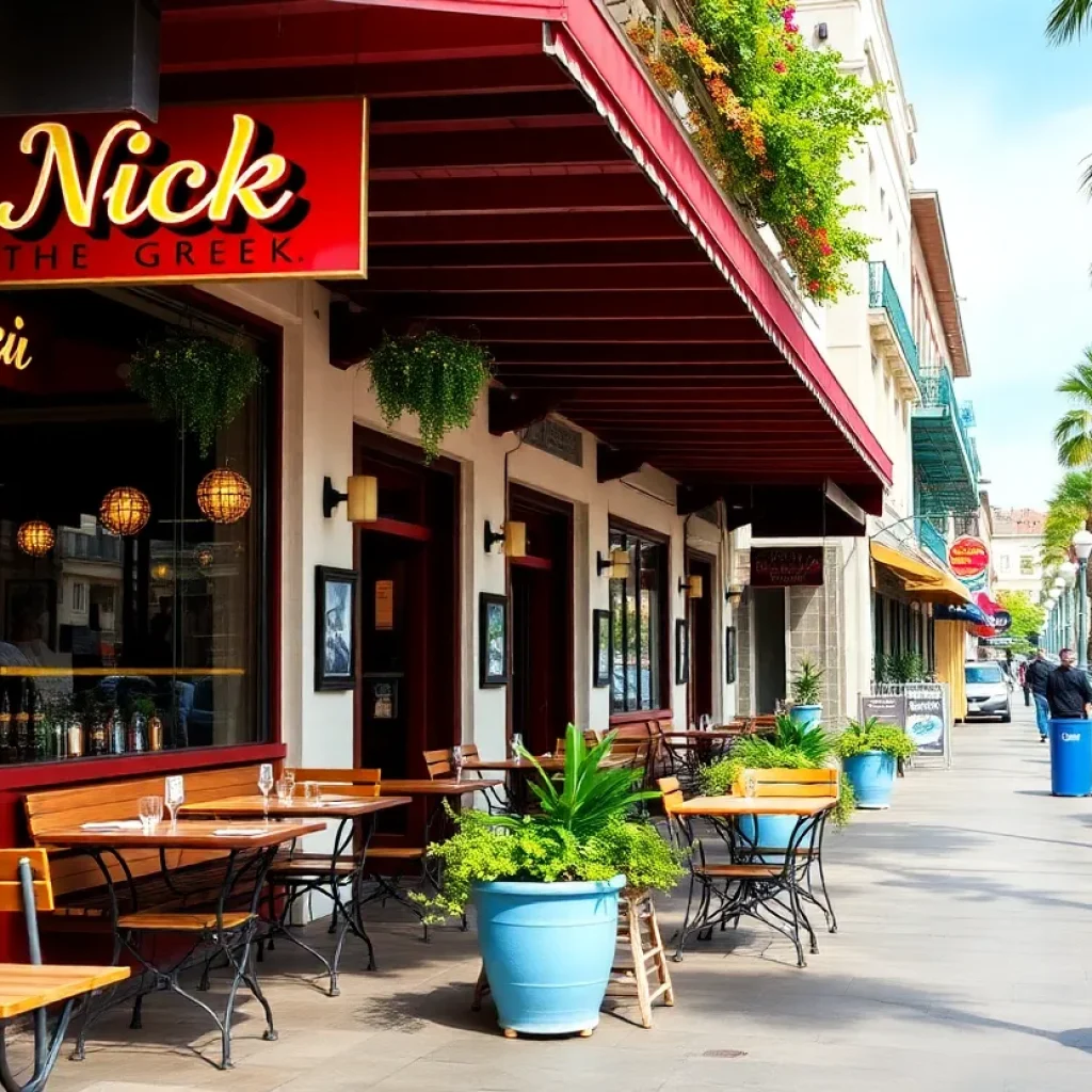Exterior view of Nick the Greek restaurant in Houston, Texas