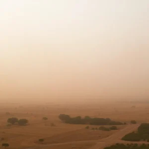Hazy Texas skyline affected by Saharan dust