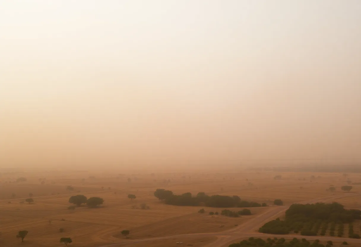 Hazy Texas skyline affected by Saharan dust