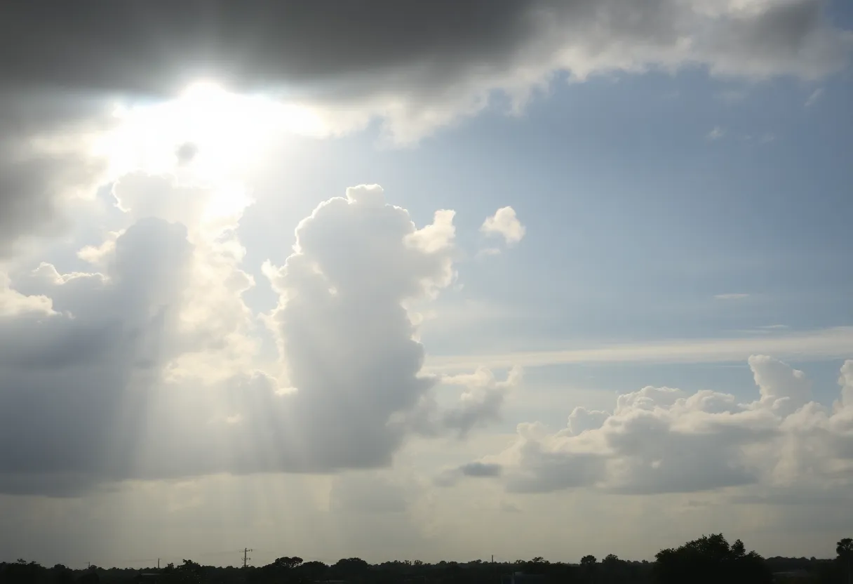 Weather in Southeast Texas with clouds and sunlight
