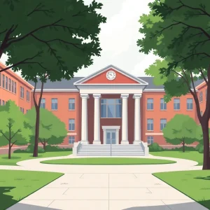 Texas Southern University campus with administration building