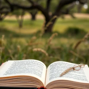 A peaceful Texas landscape symbolizing poetry and literature