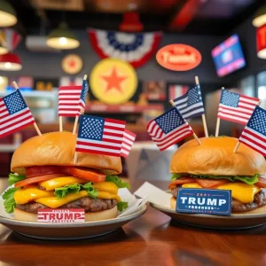 Trump Burgers restaurant with themed décor and burgers