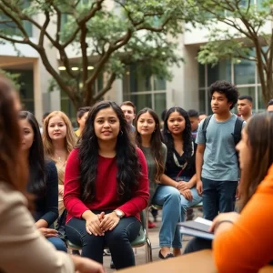 Students participating in a government meeting at University of Houston.