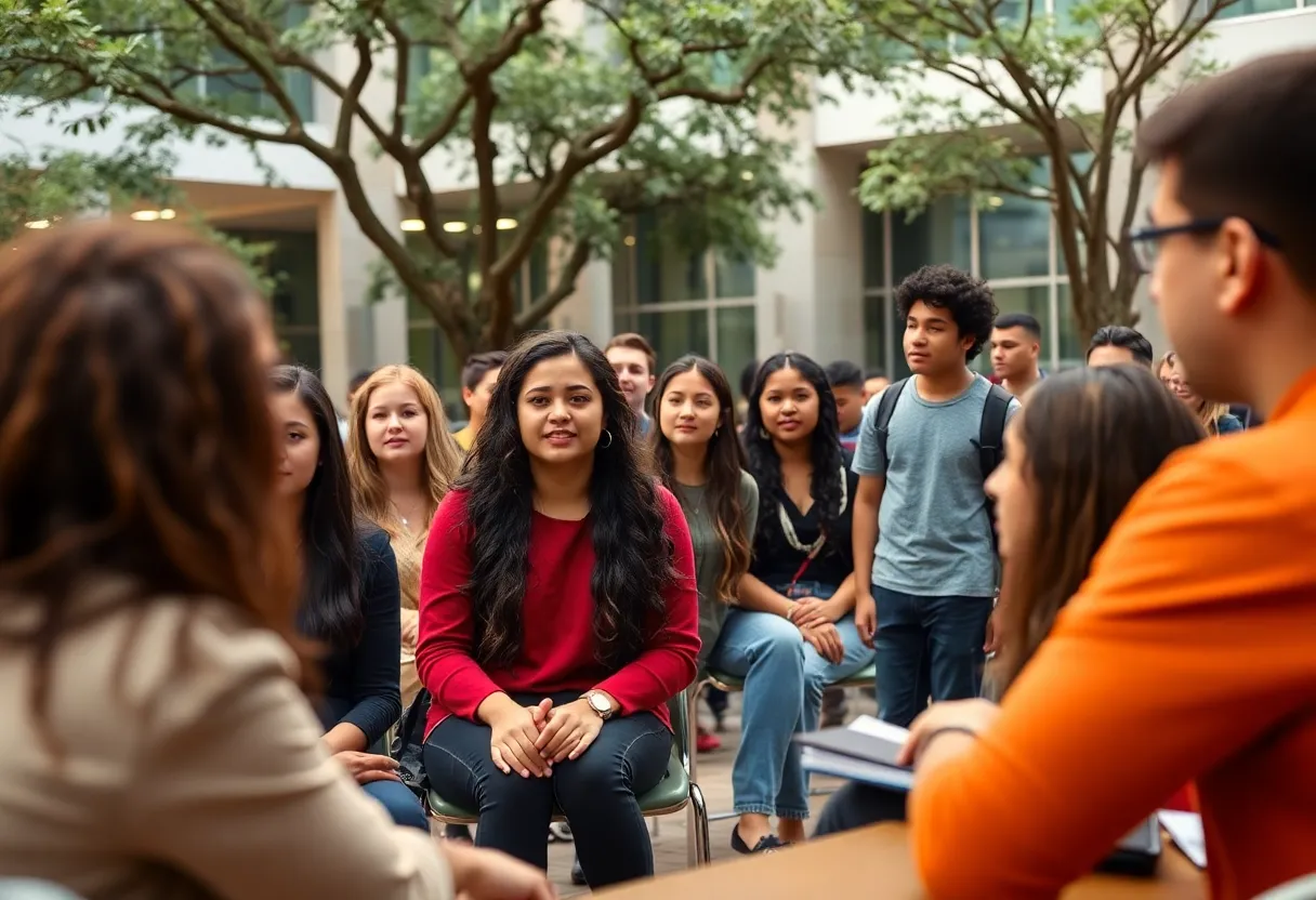 Students participating in a government meeting at University of Houston.