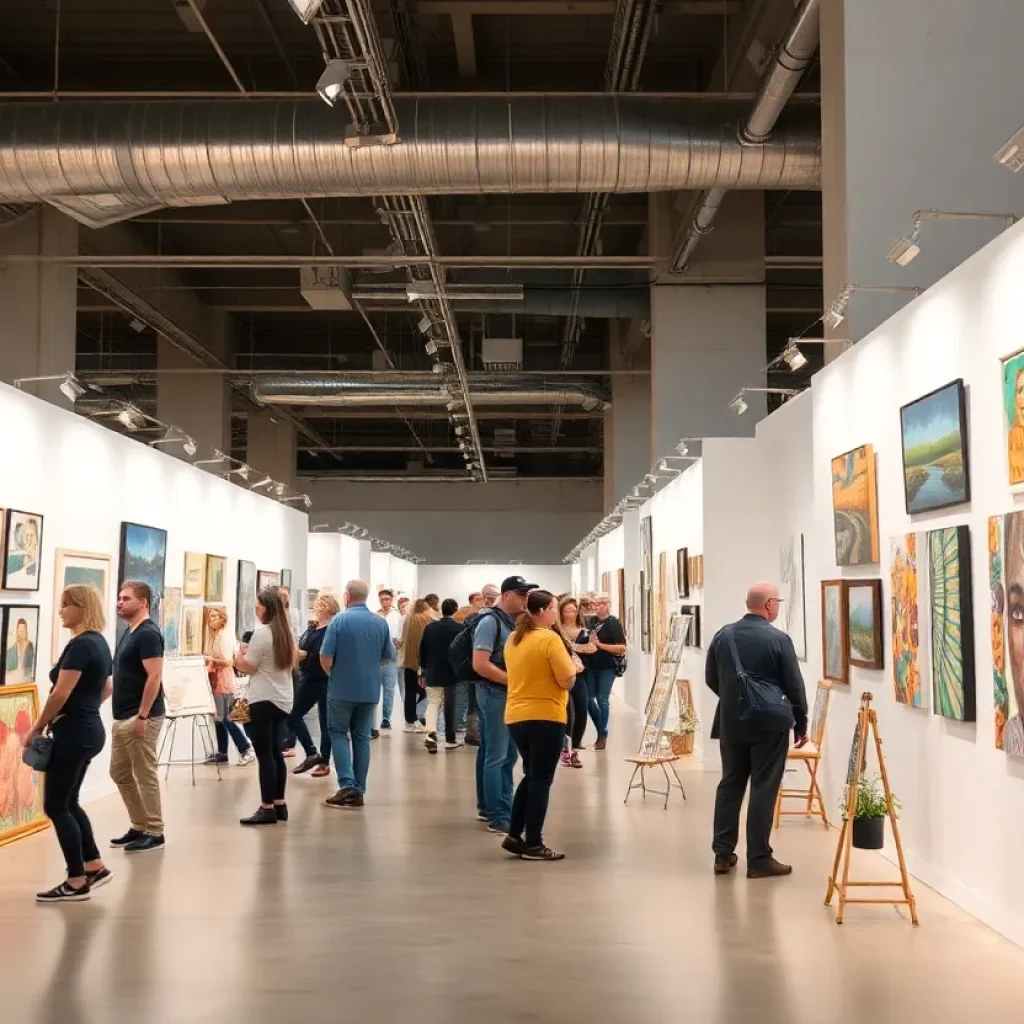 Exhibition at the Untitled Art Fair featuring contemporary artworks