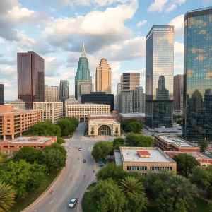 Cityscape of Austin Texas showing urban architecture and parks