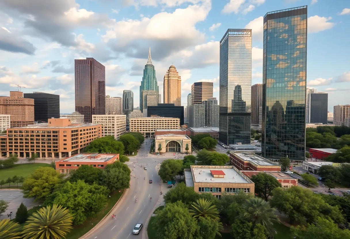 Cityscape of Austin Texas showing urban architecture and parks