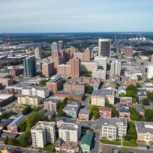 Baltimore skyline with construction cranes representing financial struggles in real estate