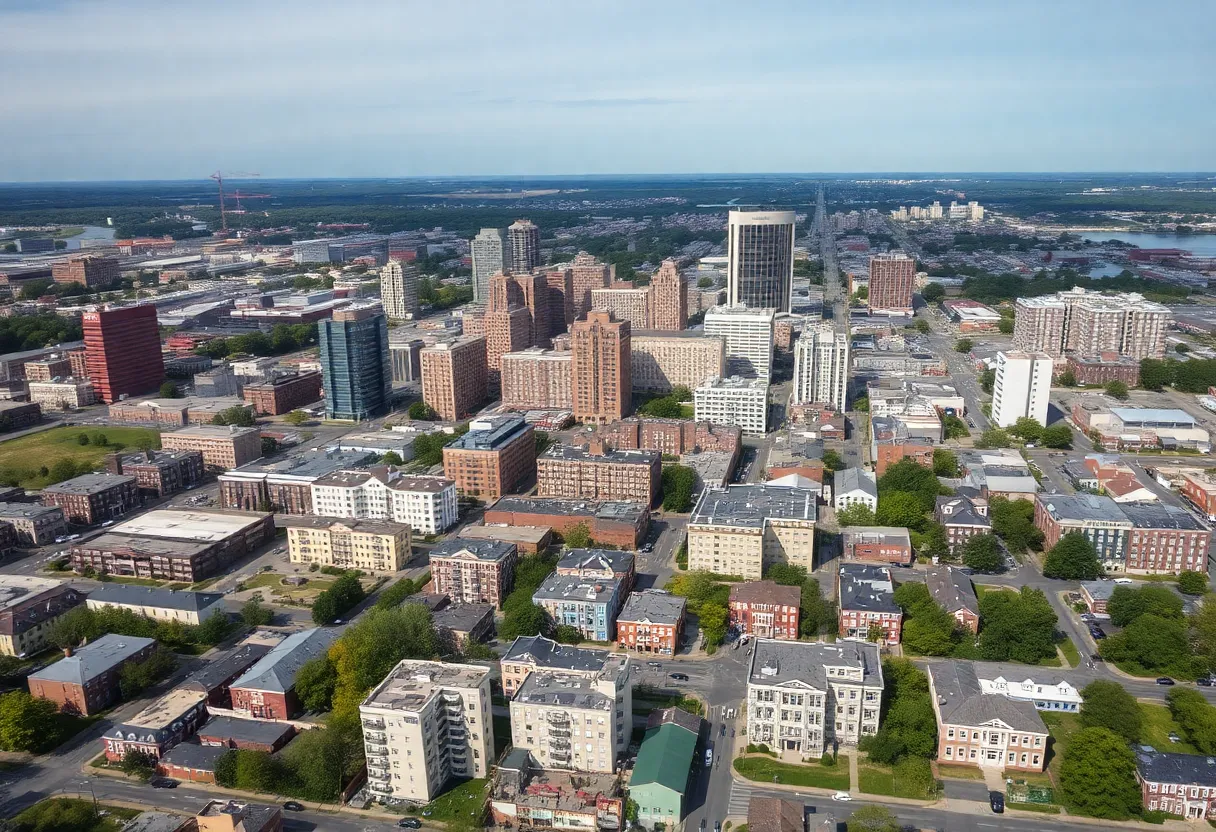 Baltimore skyline with construction cranes representing financial struggles in real estate