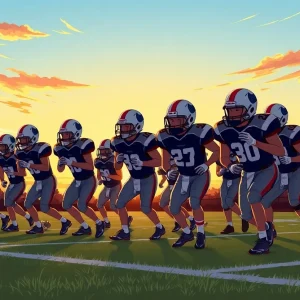 Beaver High School football team practicing