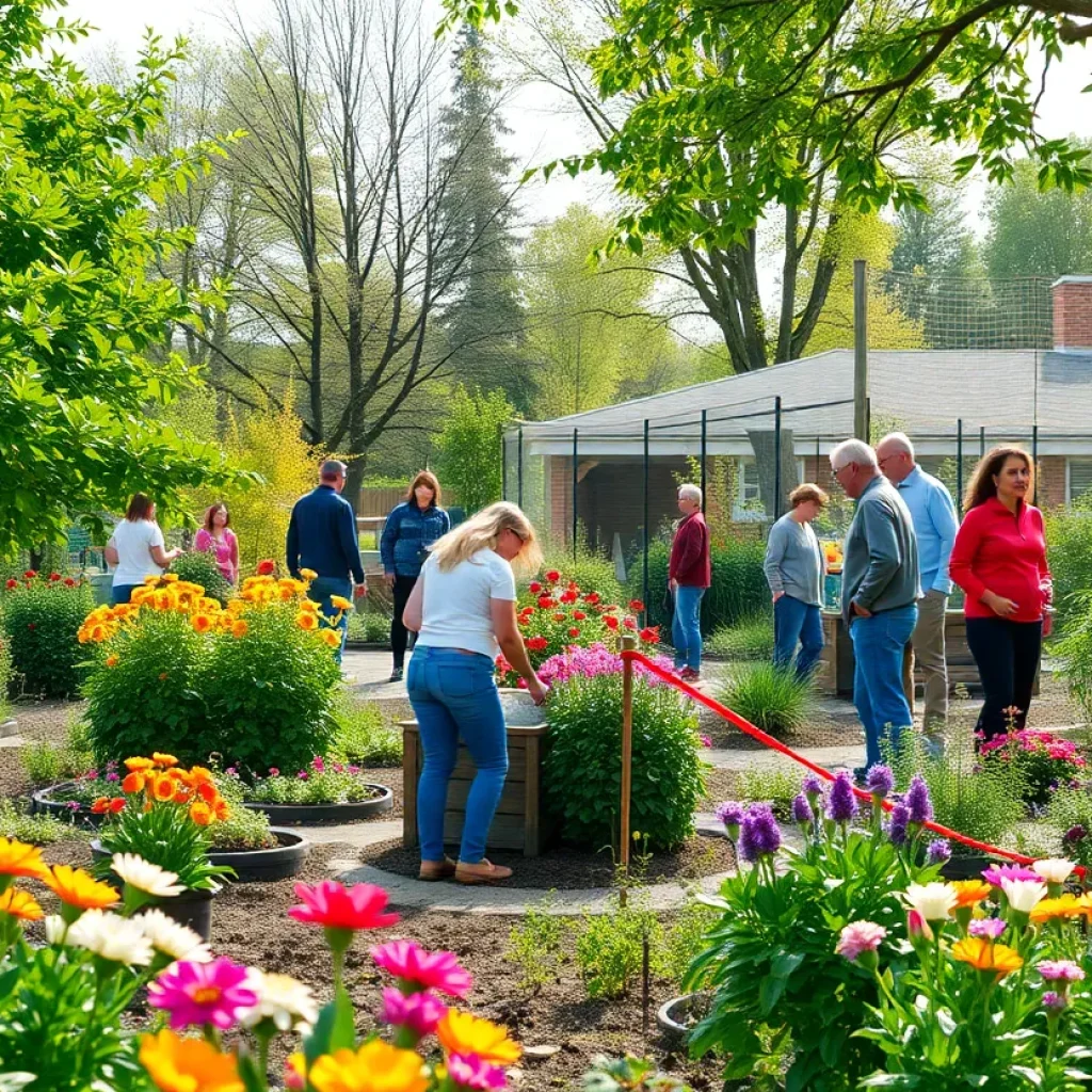 A vibrant community garden symbolizing dedication to service and family values.