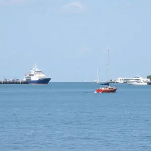 Quiet waterfront view of Corpus Christi with no activities