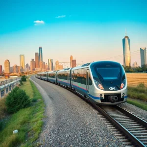 High-speed train on tracks in Texas