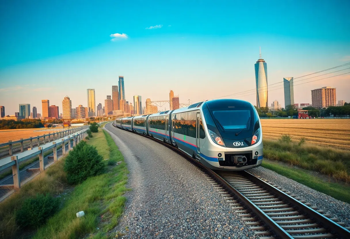 High-speed train on tracks in Texas