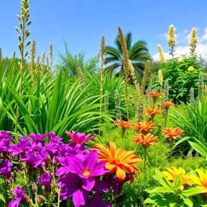 A beautiful drought-resistant garden in Houston showcasing native plants.