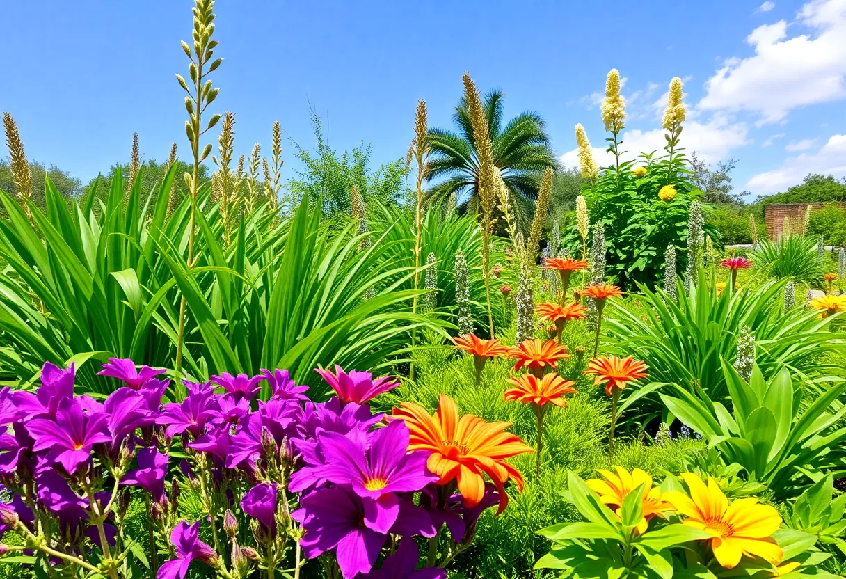 A beautiful drought-resistant garden in Houston showcasing native plants.