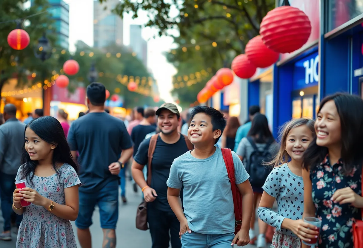 Families participating in Houston summer activities