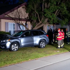 Damaged SUV crashed into a house in a Houston neighborhood