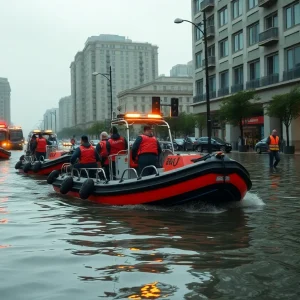 Rescue efforts during flooding in Houston