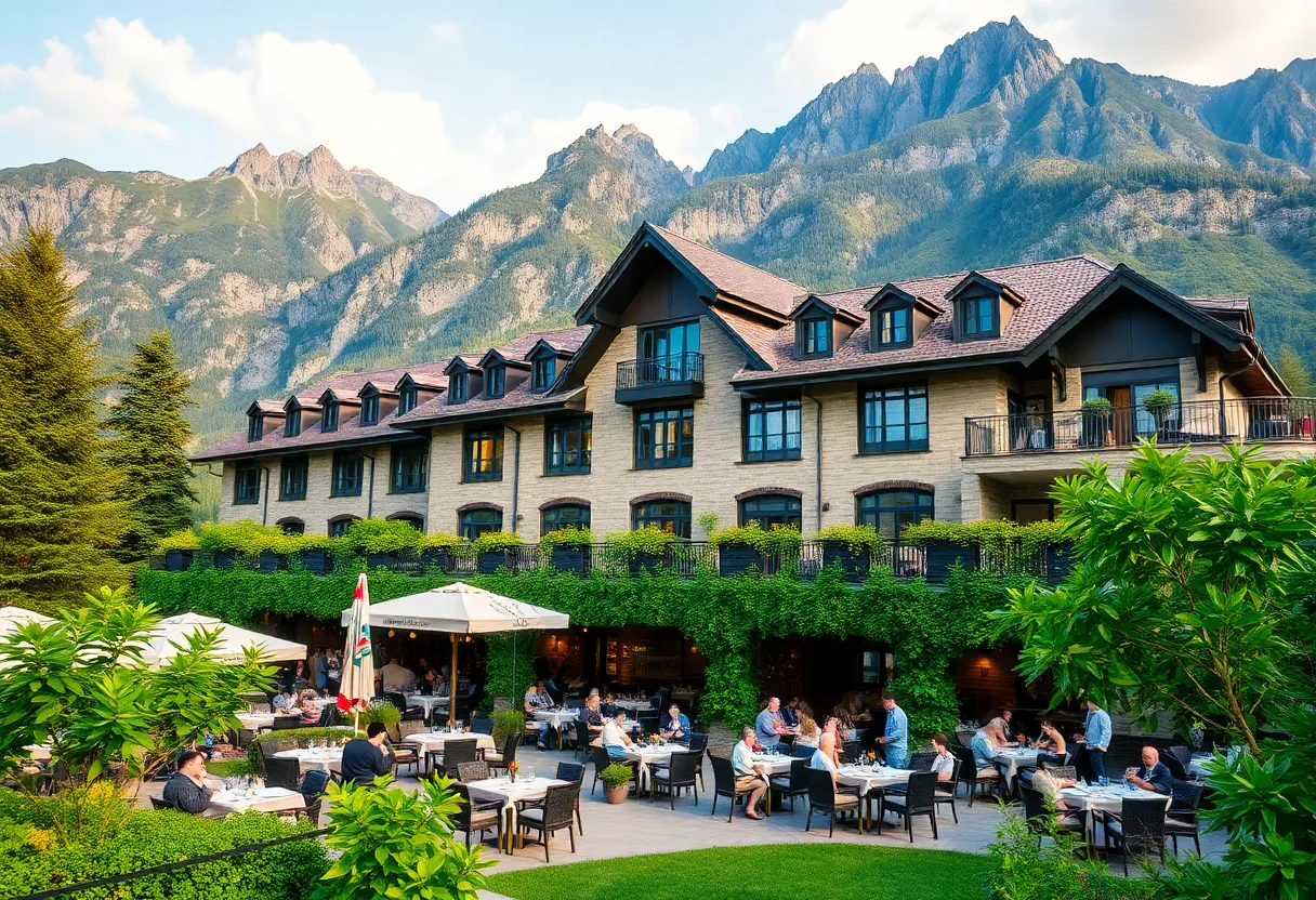 Overview of Four Seasons Hotel Whistler in a scenic mountain setting