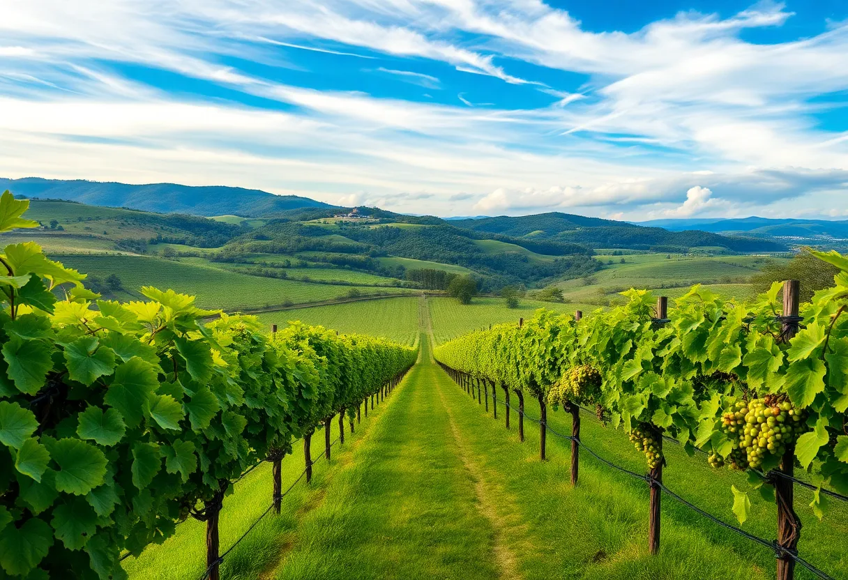 Scenic vineyard representing Franklin Vines and community empowerment in winemaking.