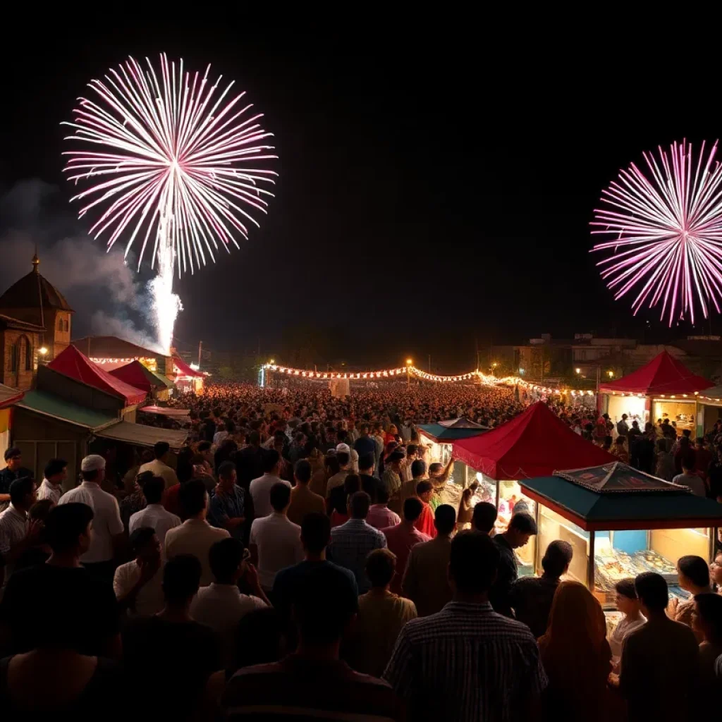 Fireworks lighting up the sky during Houston's Freedom Over Texas event.