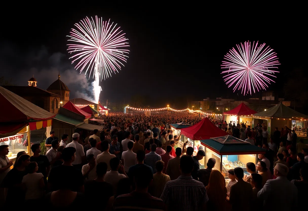 Fireworks lighting up the sky during Houston's Freedom Over Texas event.