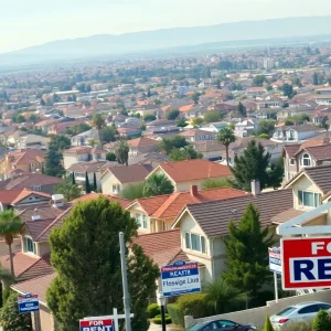 Aerial view of Fresno showcasing various residential properties