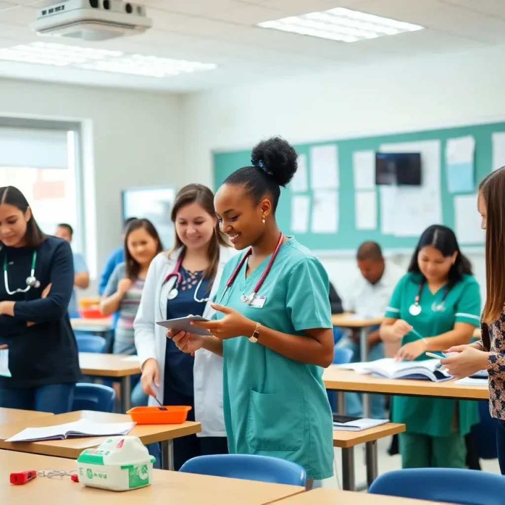 Students in a nursing classroom at UTHealth Houston