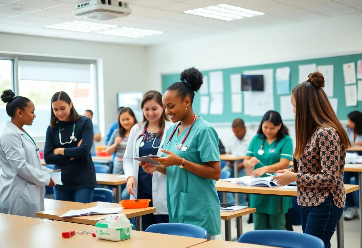 Students in a nursing classroom at UTHealth Houston