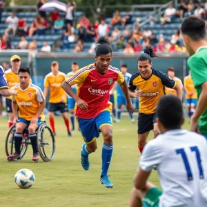 Soccer players with disabilities participating in the Genuine Cup