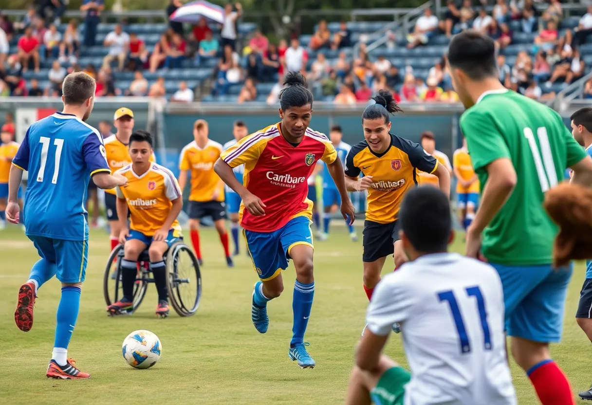 Soccer players with disabilities participating in the Genuine Cup