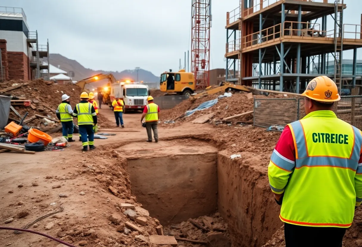 Rescue operations at a construction site in Goodyear, Arizona.