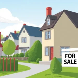 Illustration of a house with a 'For Sale' sign symbolizing property fraud protection