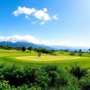 Scenic golf course in Hawaii during the PGA Tour