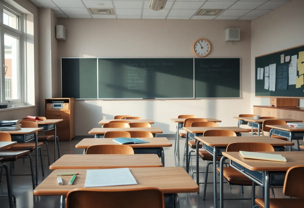 Empty classroom representing the teacher turnover crisis in HISD