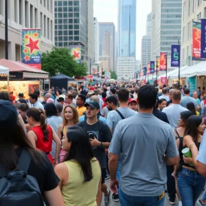 Crowd enjoying a city event in Houston