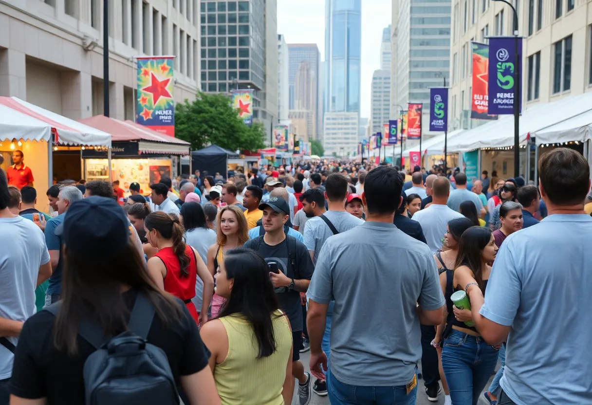 Crowd enjoying a city event in Houston