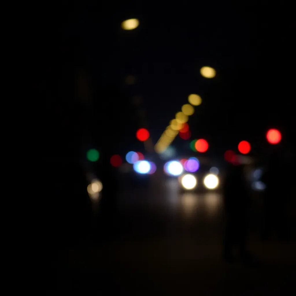 Nighttime drive-by shooting scene in Houston