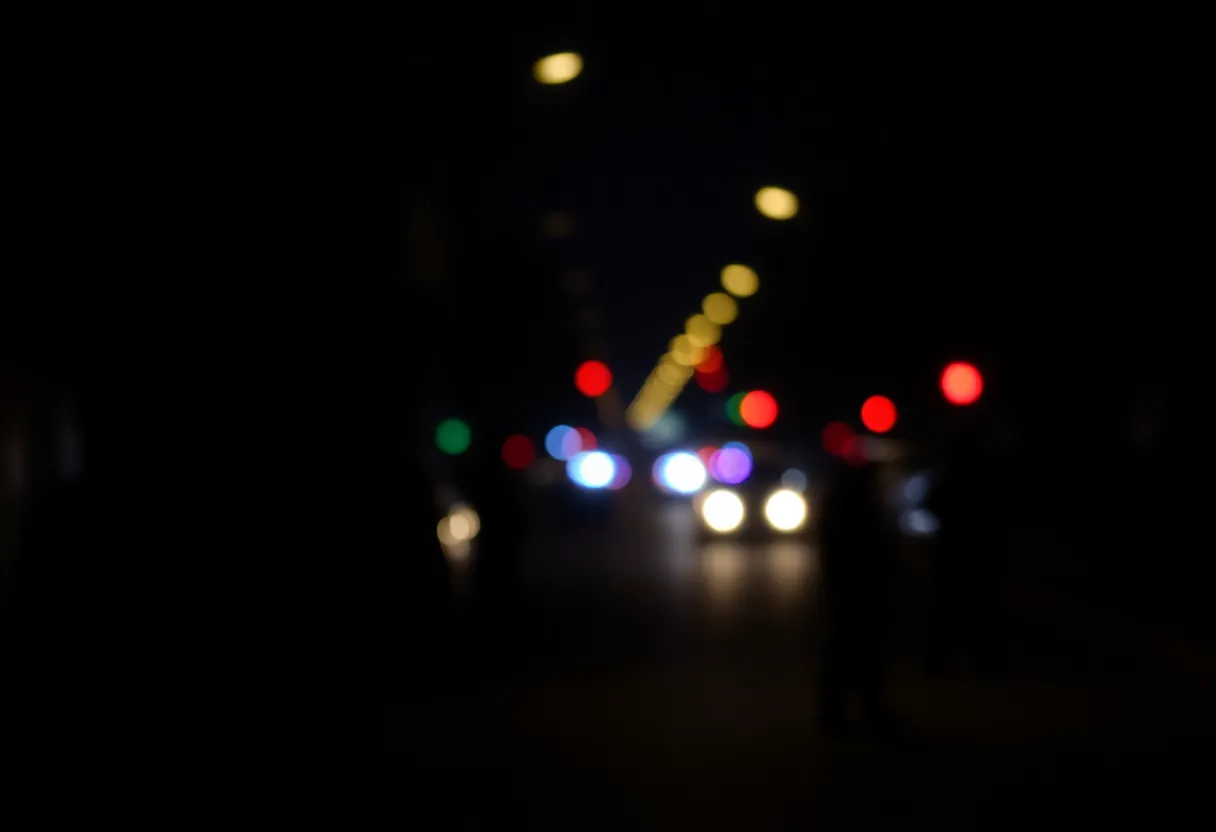 Nighttime drive-by shooting scene in Houston