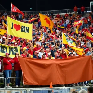 Excited fans at a Houston football event