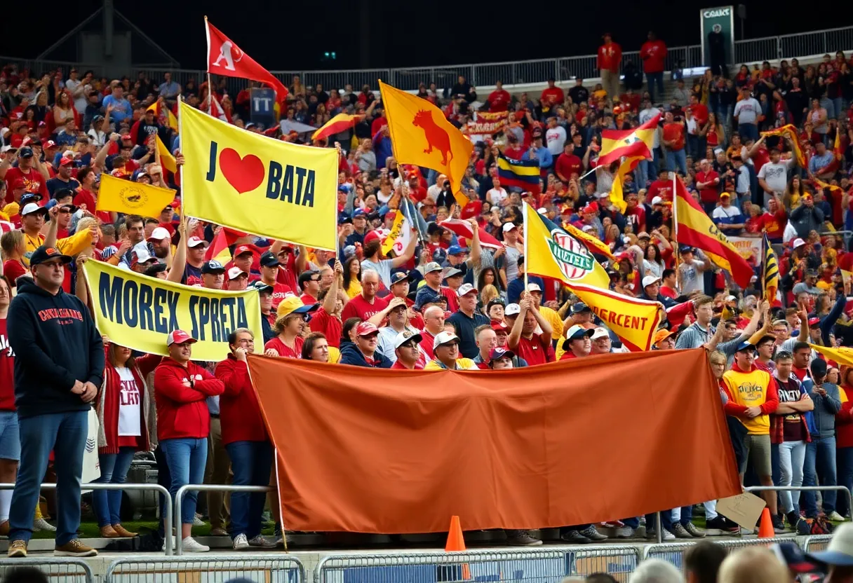 Excited fans at a Houston football event